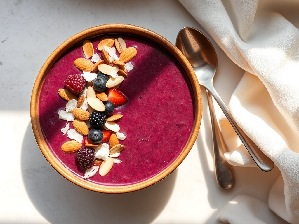 Thick Berry-Almond Smoothie Bowl