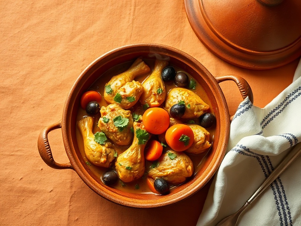 Tagine-Style Chicken Stew with Turmeric, Ginger and Green Olives