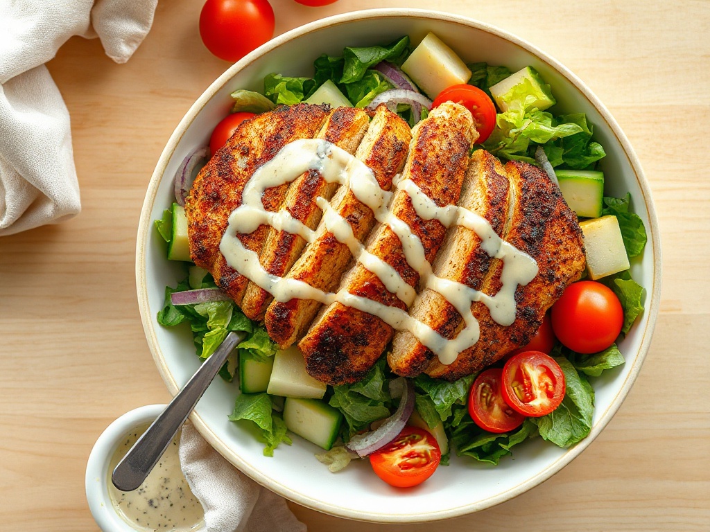 Chicken Shawarma Chop Salad with Lemon-Tahini
