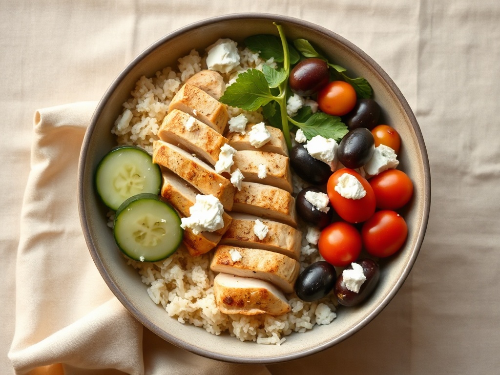 Greek Chicken Bowls with Cucumber and Feta