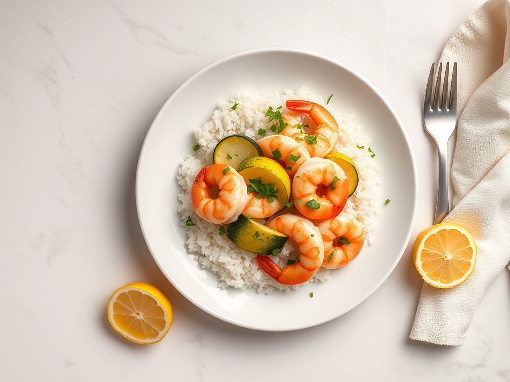 Lemon Shrimp and Zucchini over Rice
